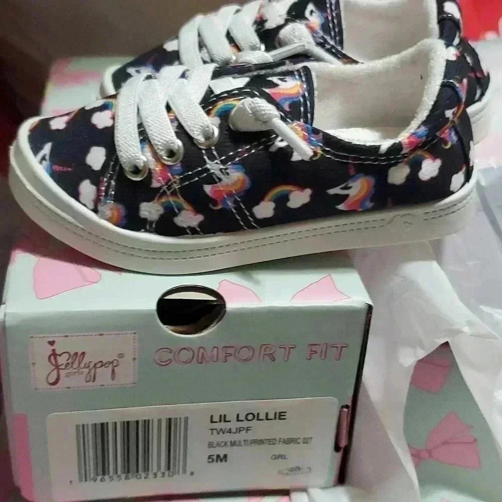 ☆☆☆Lil Lollie black multi colored unicorn Jellypop sneakers - Picture 5 of 6